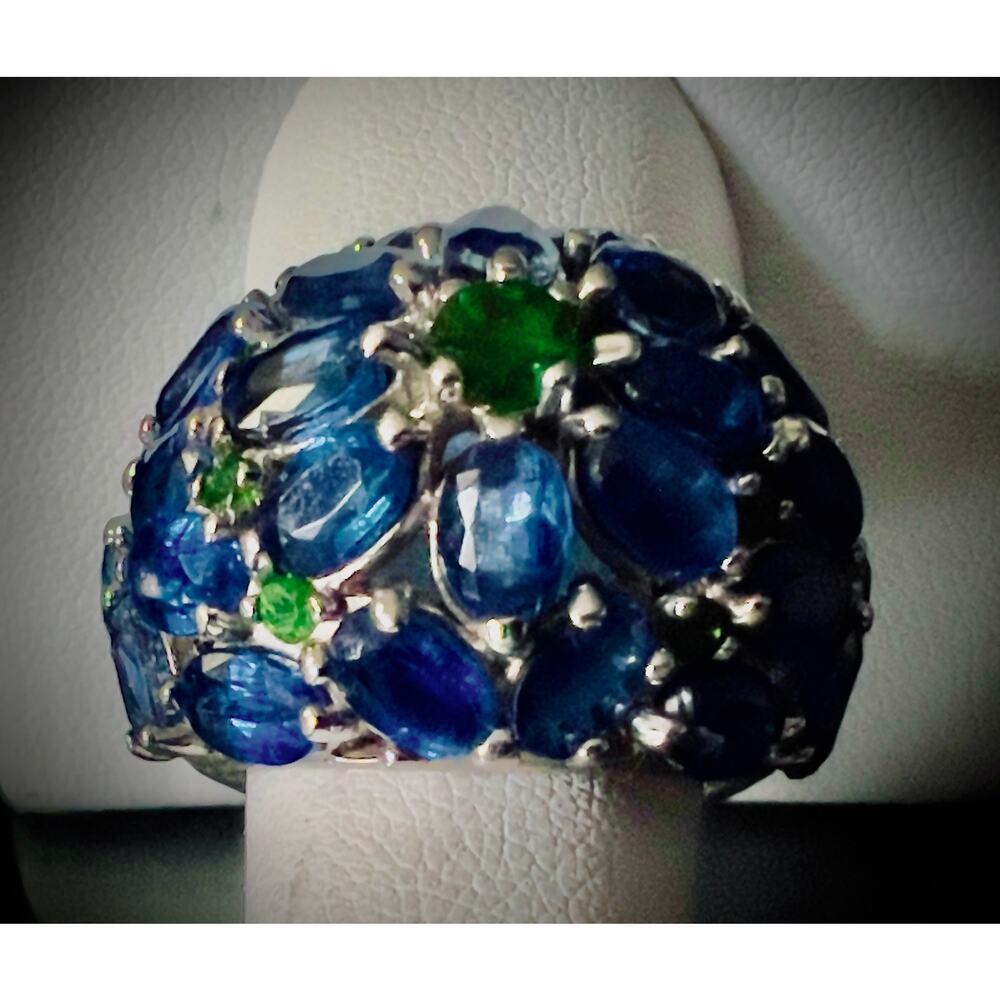 Massive Natural Kyanite Chrome Diopside Cluster Dome Ring - Picture 3 of 15
